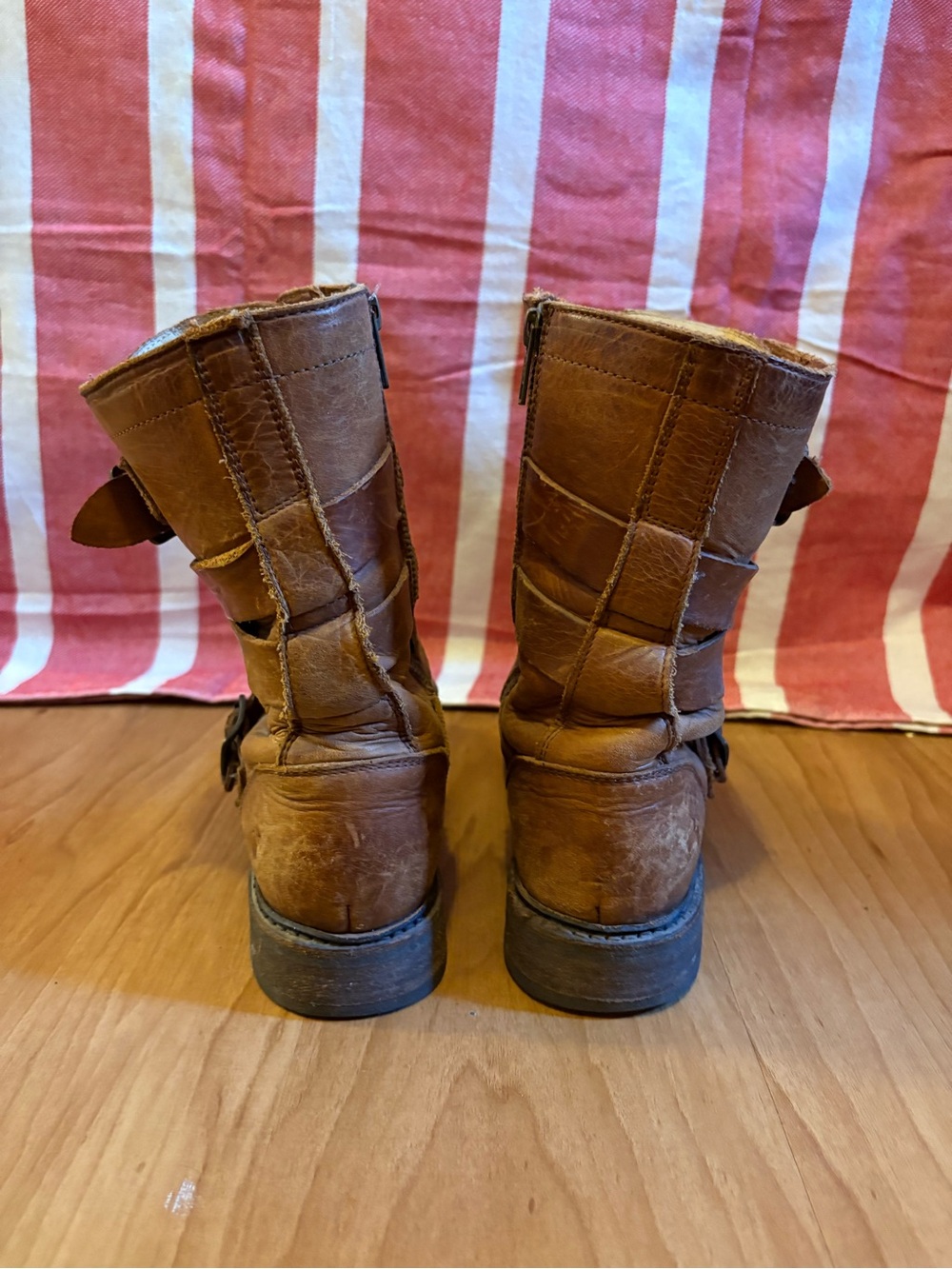 Frye Brown Leather Buckle Ankle Boots - Picture 3 of 4